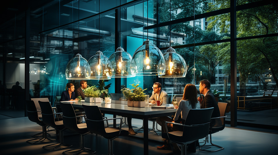 employees having meeting