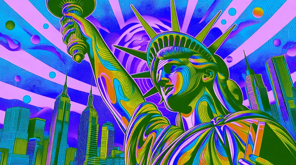 Statue Psychedelic Retro Illustrations style