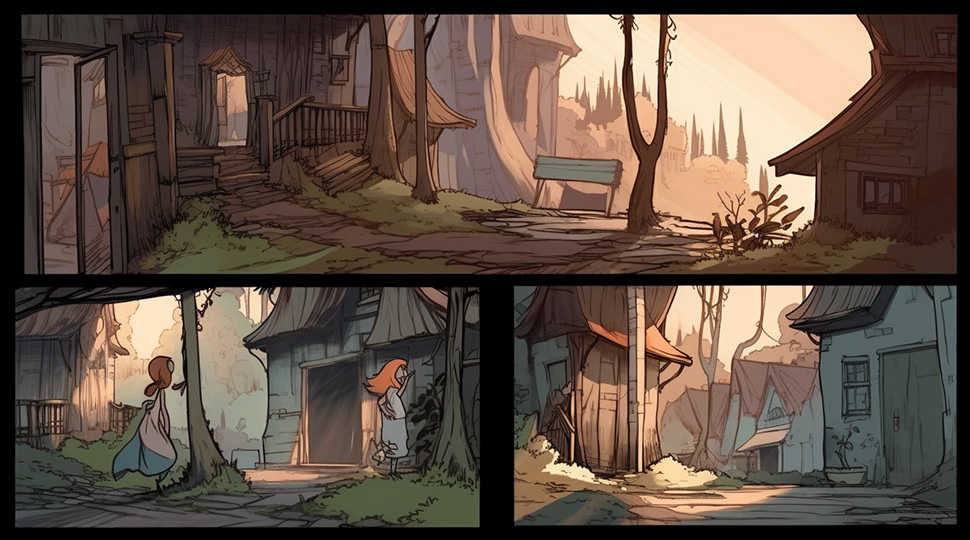 very detailed scenes in storyboard